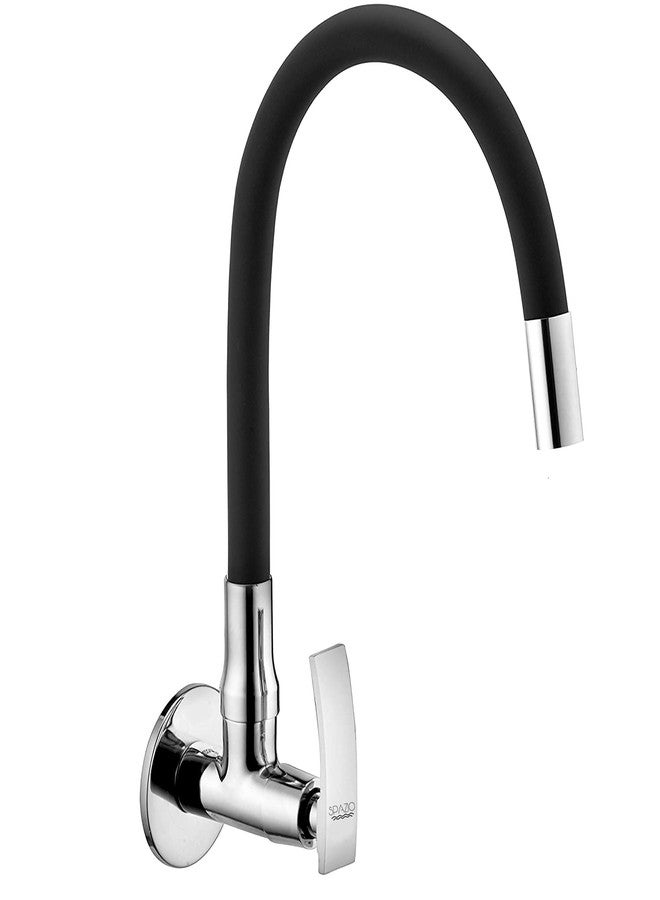 SPAZIO Pulse SmartBuy Brass Sink Cock/Sink Faucet with Flexible Swivel Spout - Flxo Play (with 360 Degree Flexible Silicon Hose & Single Flow Pattern) Hot/Cold Water Tap with Wall Flange - Black - Image 1